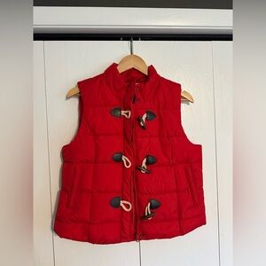 NWT Red Puffer Vest with Toggle Closures